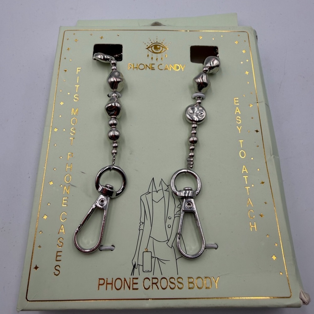 Silver Beaded Crossbody Phone Strap